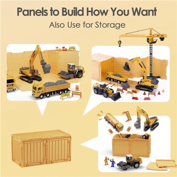 Construction Site Vehicles Toy Set, Kids Engineering Playset, Tractor, Digger - Picture 6 of 7